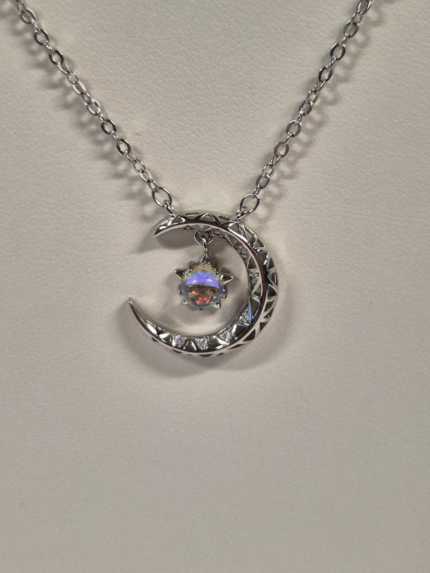 Stirling Silver Star & Moon Necklace