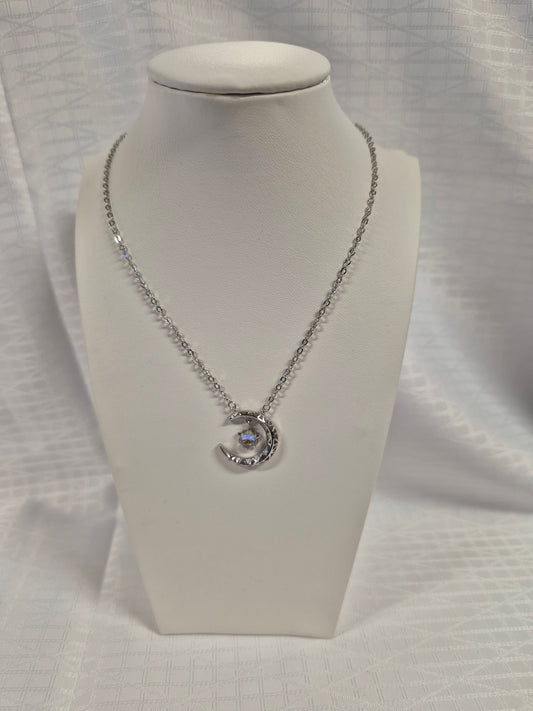 Stirling Silver Star & Moon Necklace