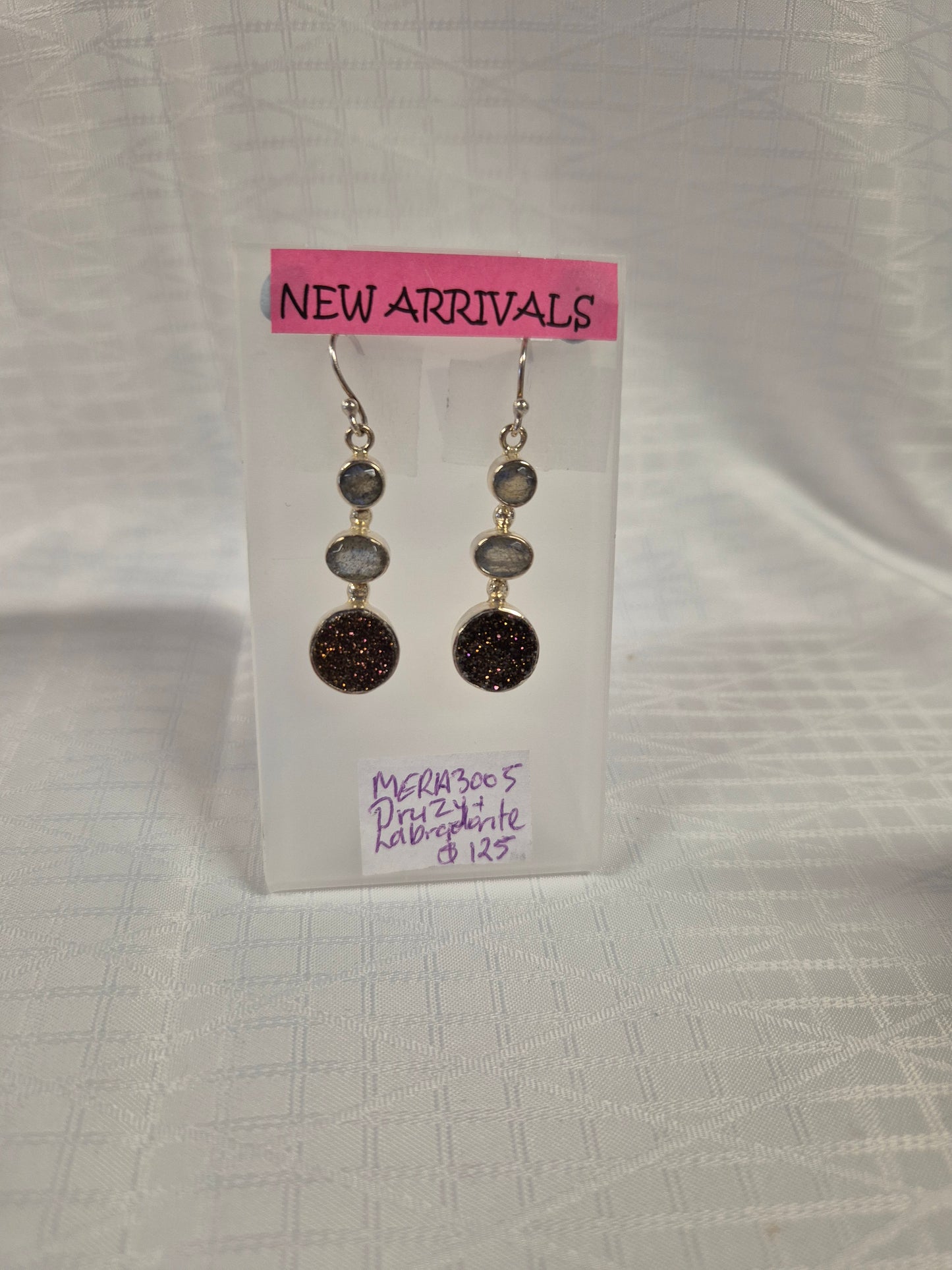 Druzy & Labradorite Stirling Silver Earrings