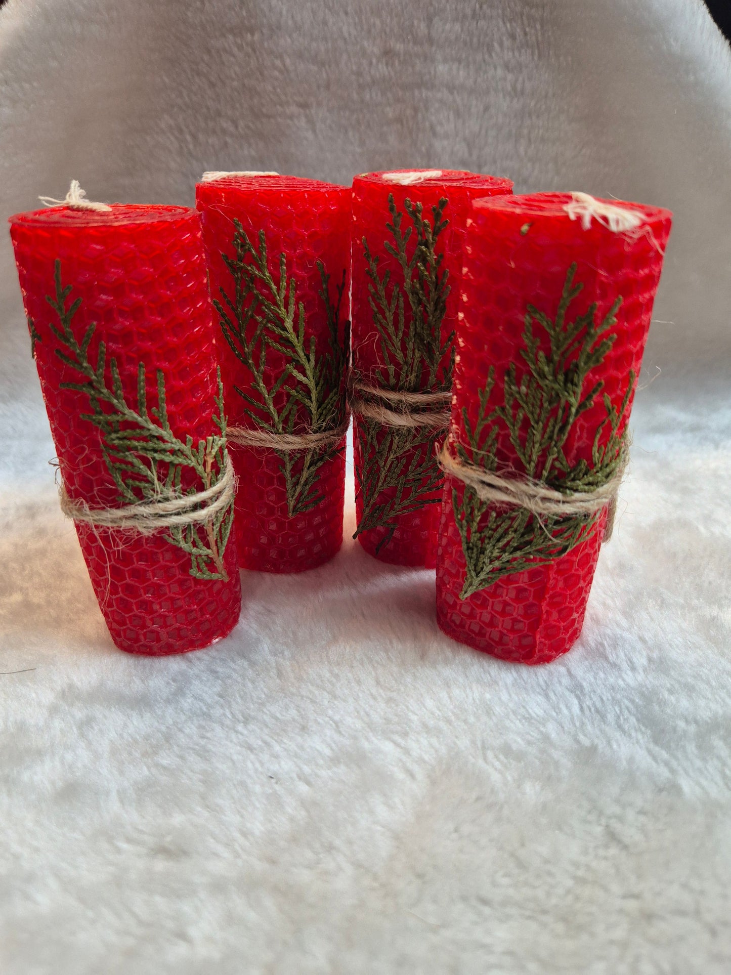 Red Beeswax Pillar Candles