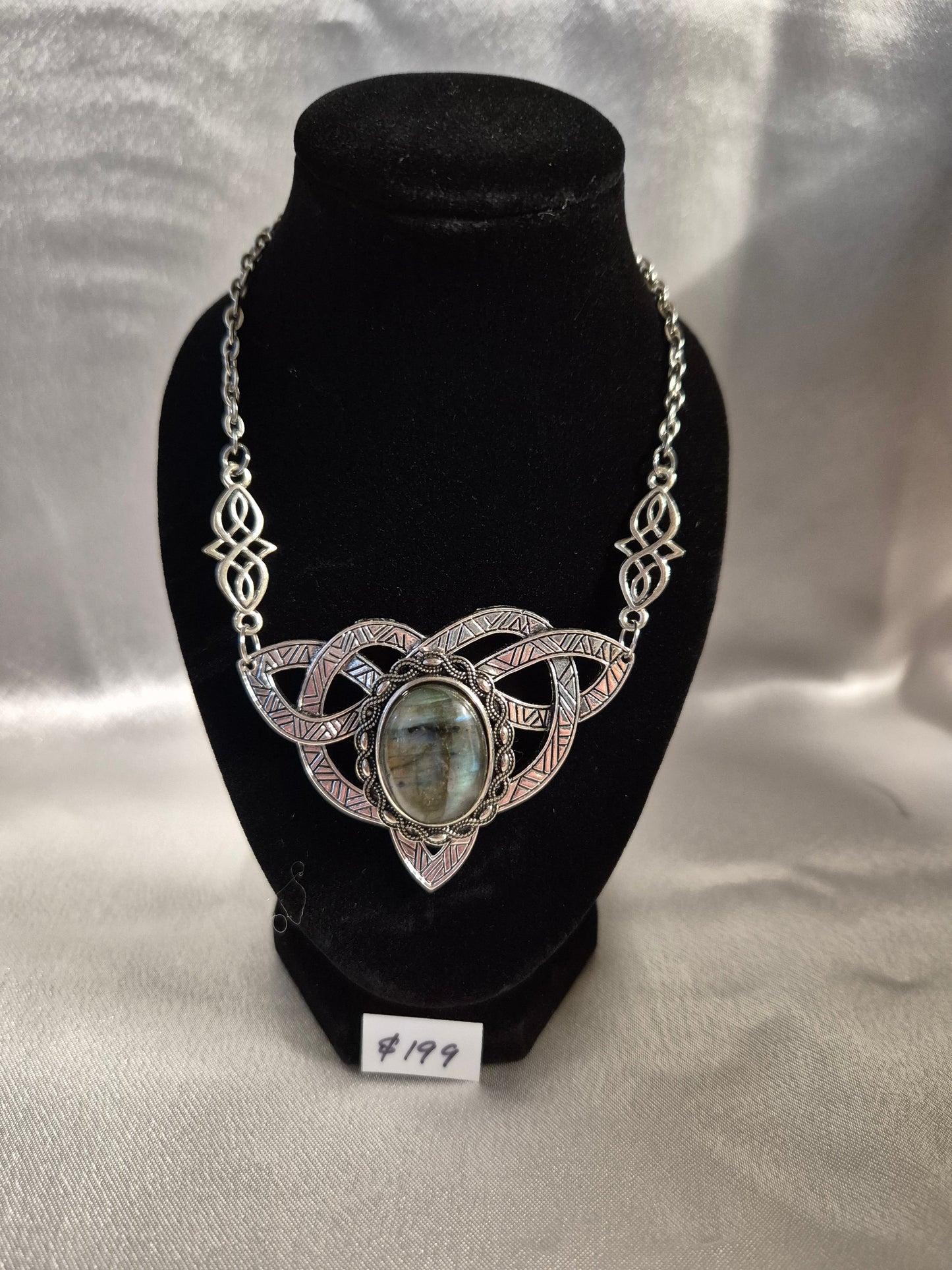 Gothic Labradorite Necklace Triquetra