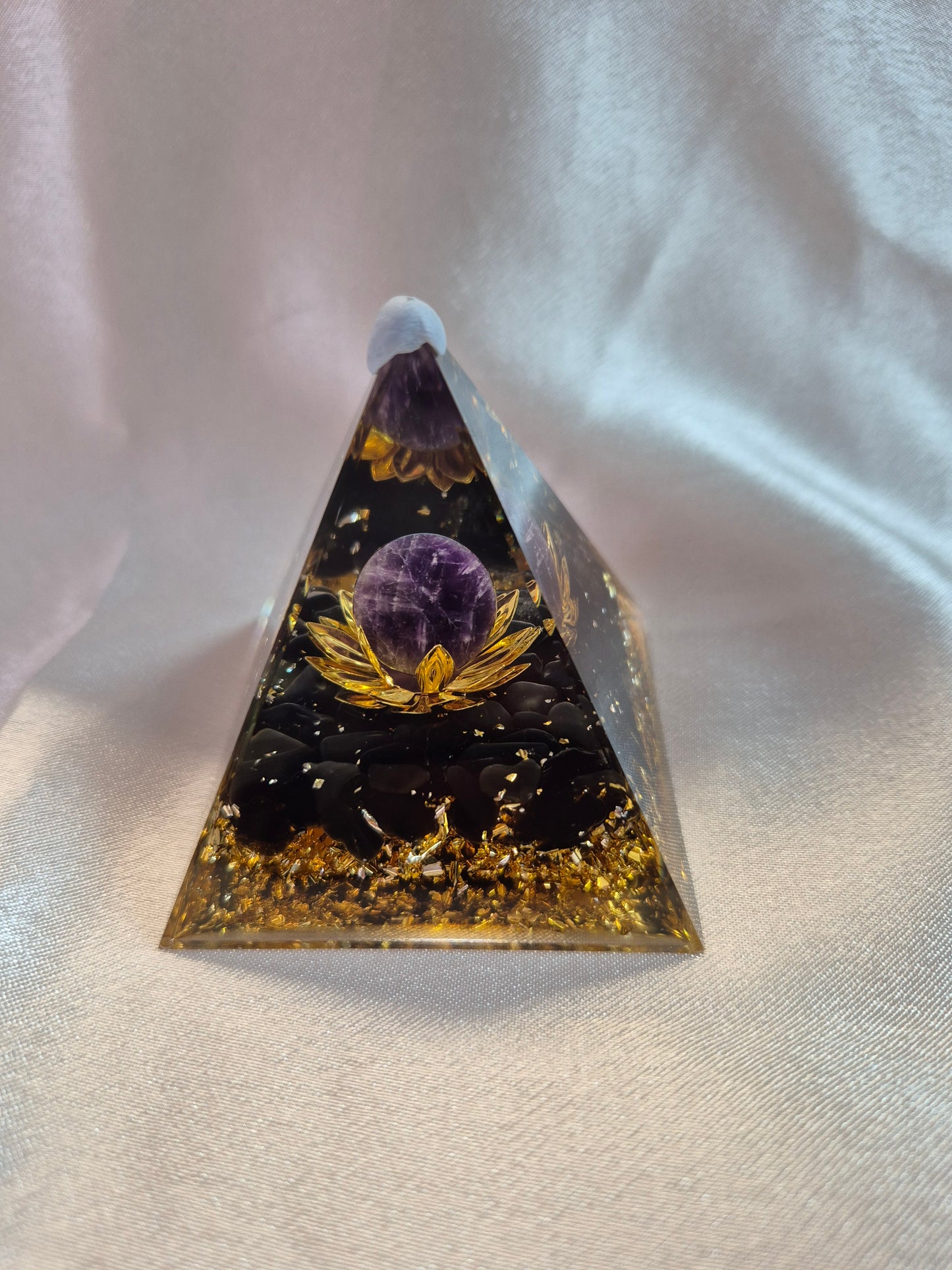 Orgonite Tourmaline Pyramid with Amethyst Sphere