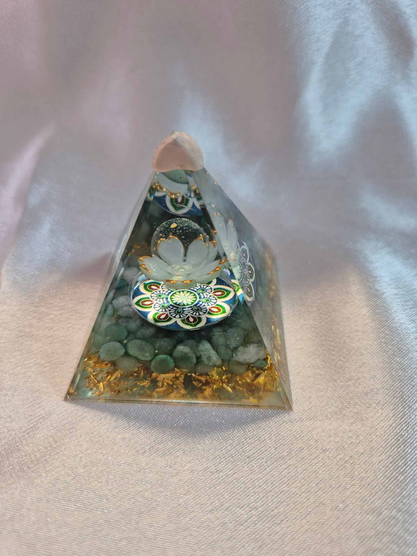 Orgonite Chalcedony Lotus Pyramid