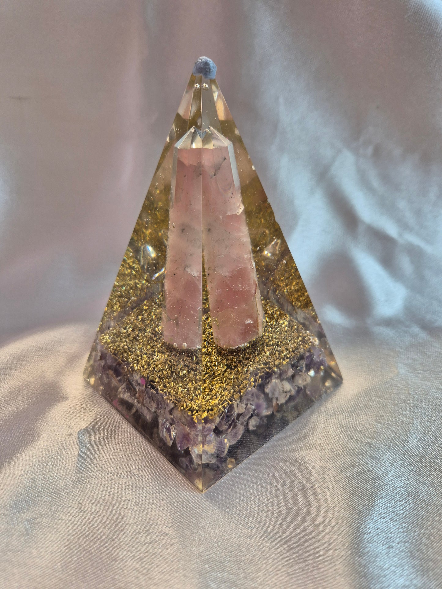 Orgonite Rose Quartz & Amethyst Pyramid