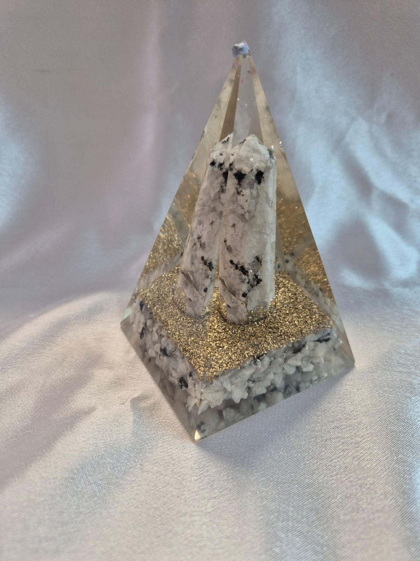 Orgonite Snow Flake Obsidian Pyramid