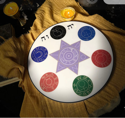 Lesser Key of Solomon Magick Circle for Rituals Ars Paulina Planet Sigils Diameter 29 cm Thickness 1 cm