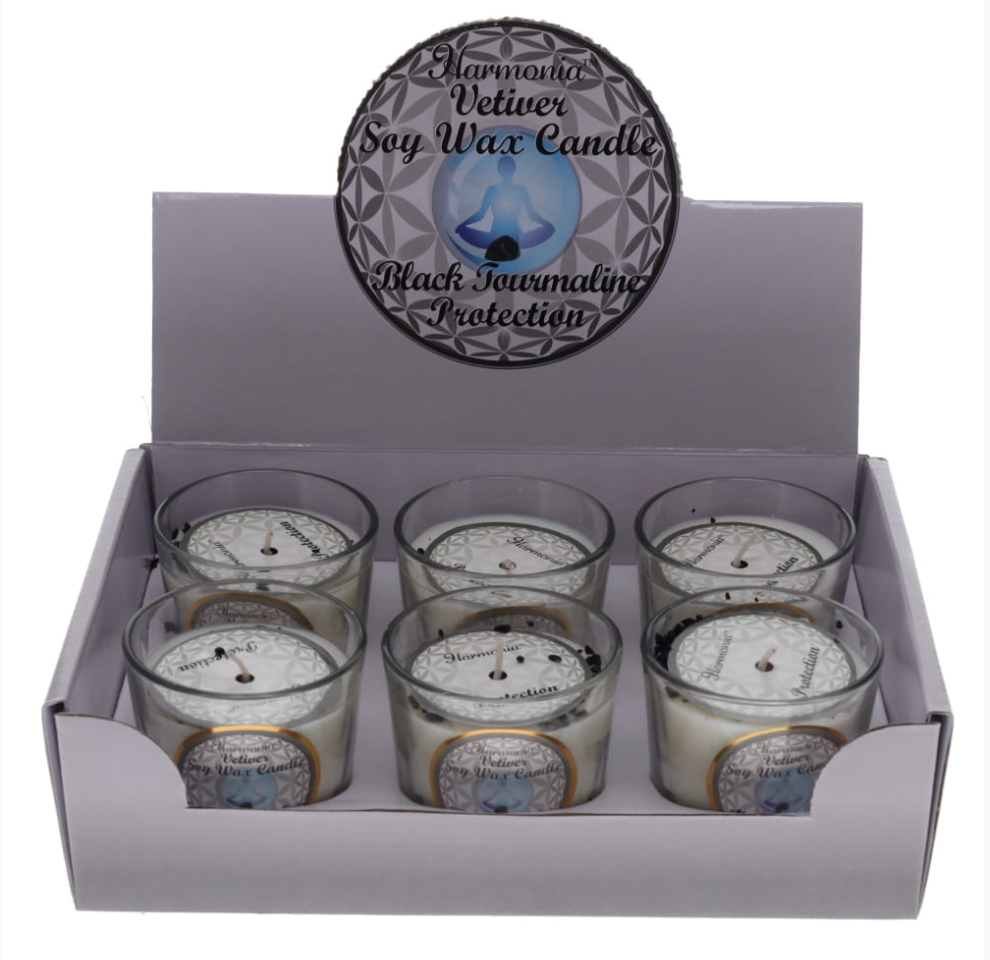 CRYSTAL SAND CANDLE - Protection Tourmaline Vetiver Scented Votive