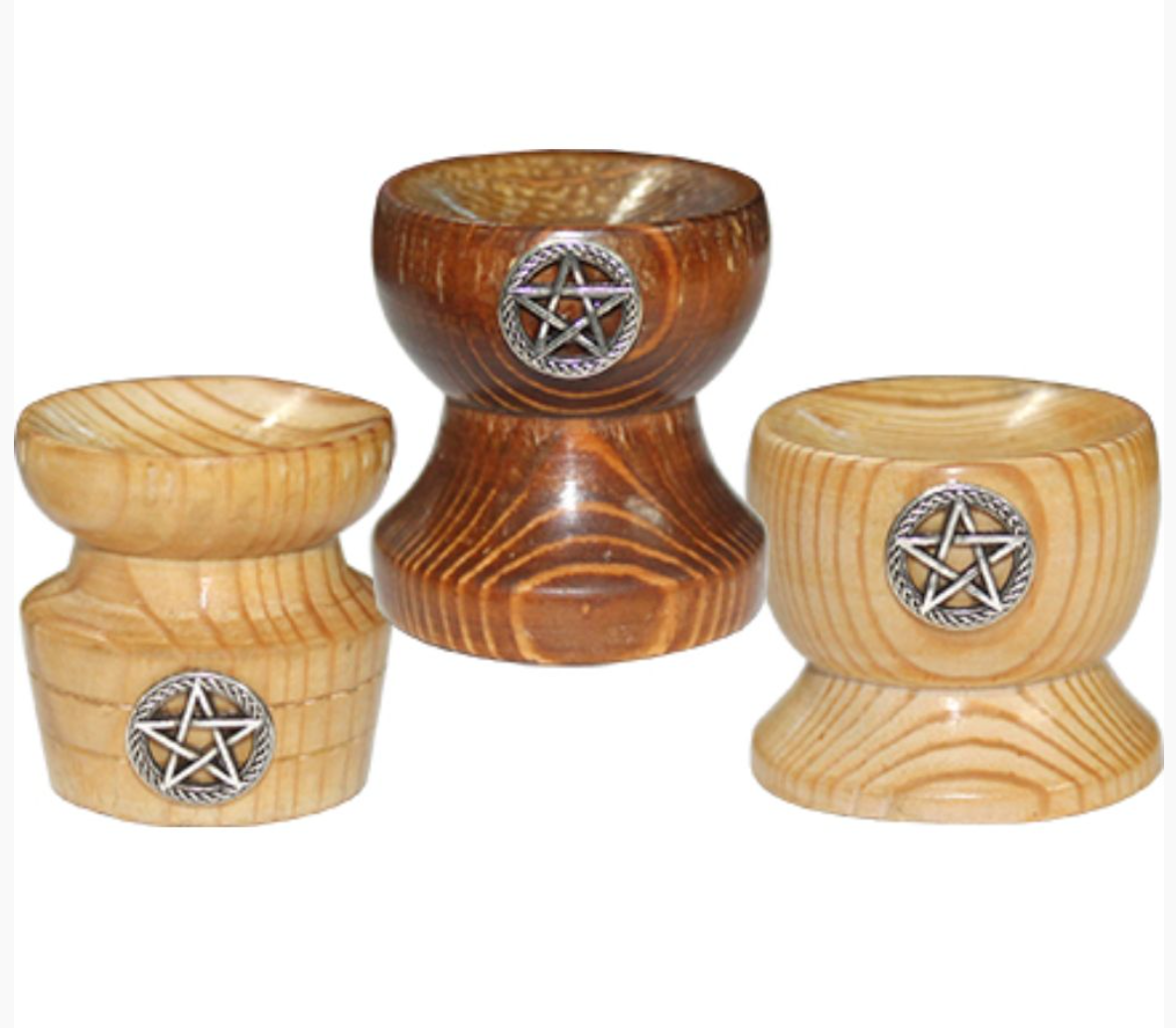 SPHERE STAND - Wood with Pentacle Inlay (set of 3)