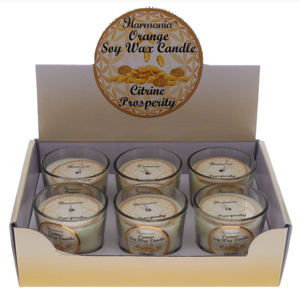 CRYSTAL SAND CANDLE - Prosperity Citrine Orange Scented Votive