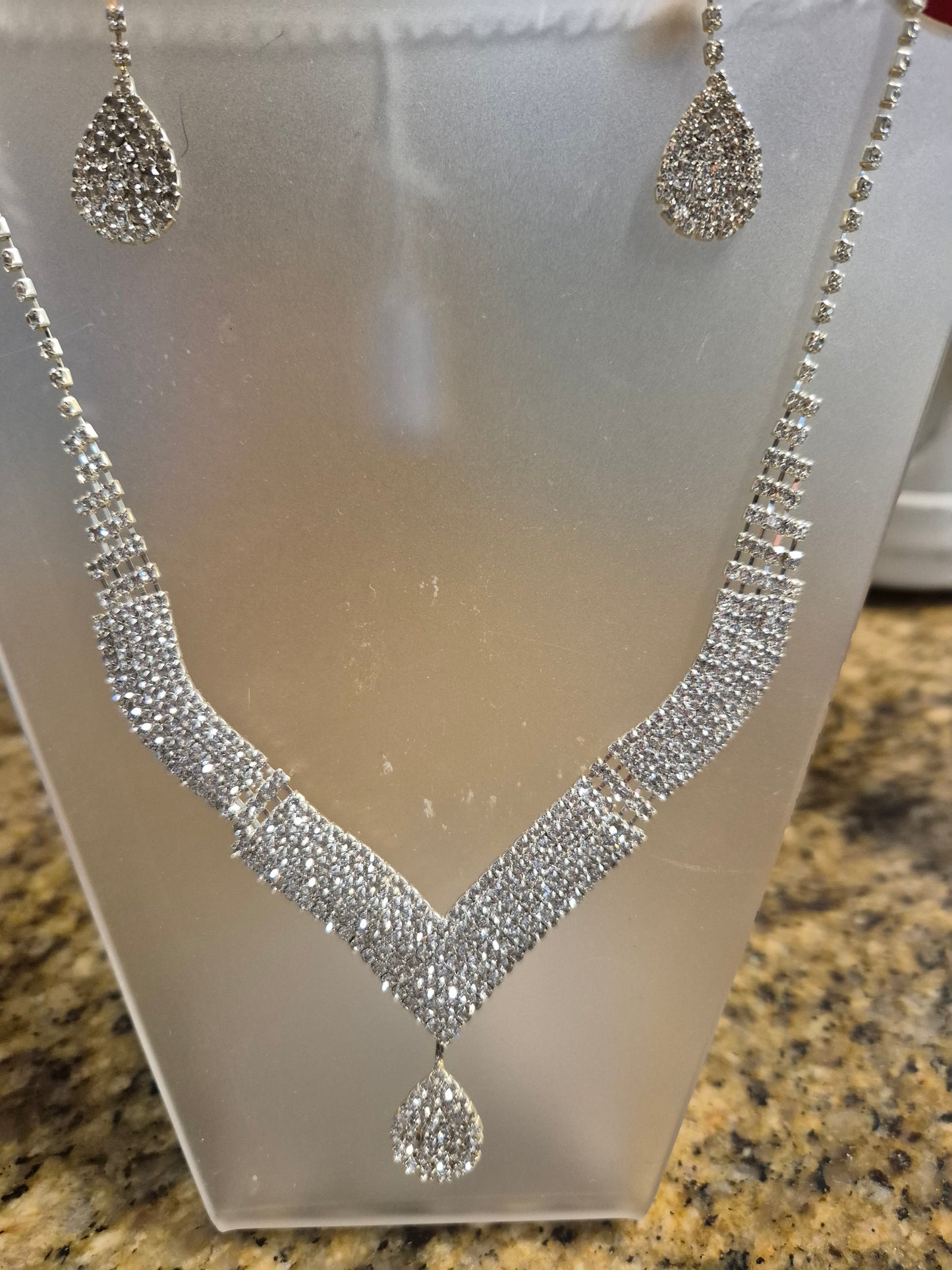 Silver necklace and earrings set