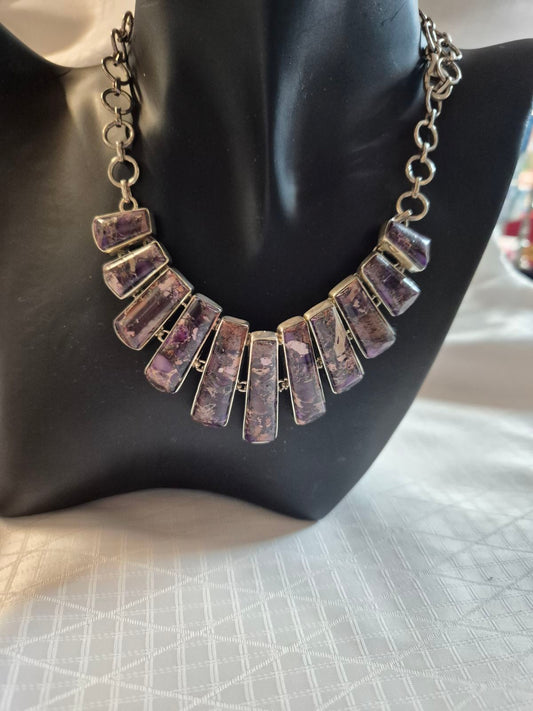 Purple Sediment Jasper Sterling Silver Jewellery Set