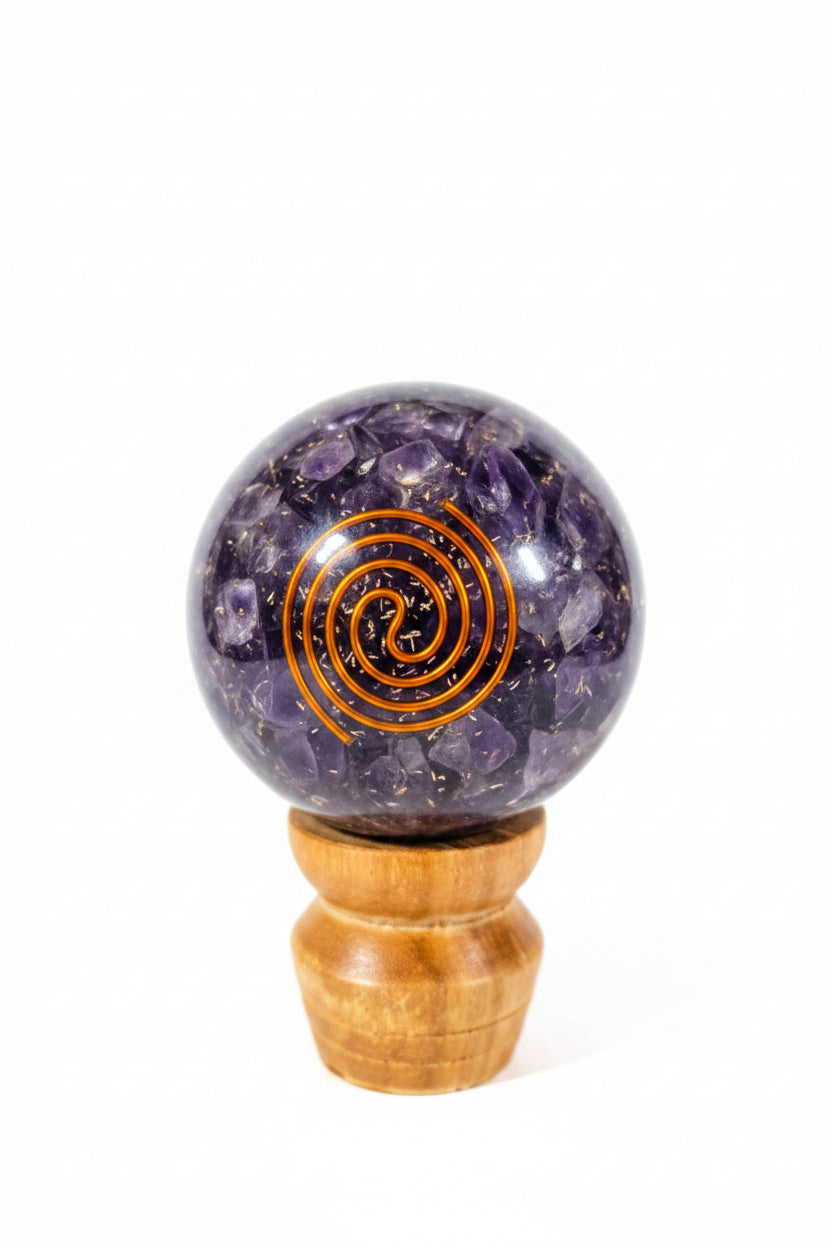 Orgonite Amethyst Sphere – Peace, Protection & Spiritual Clarity
