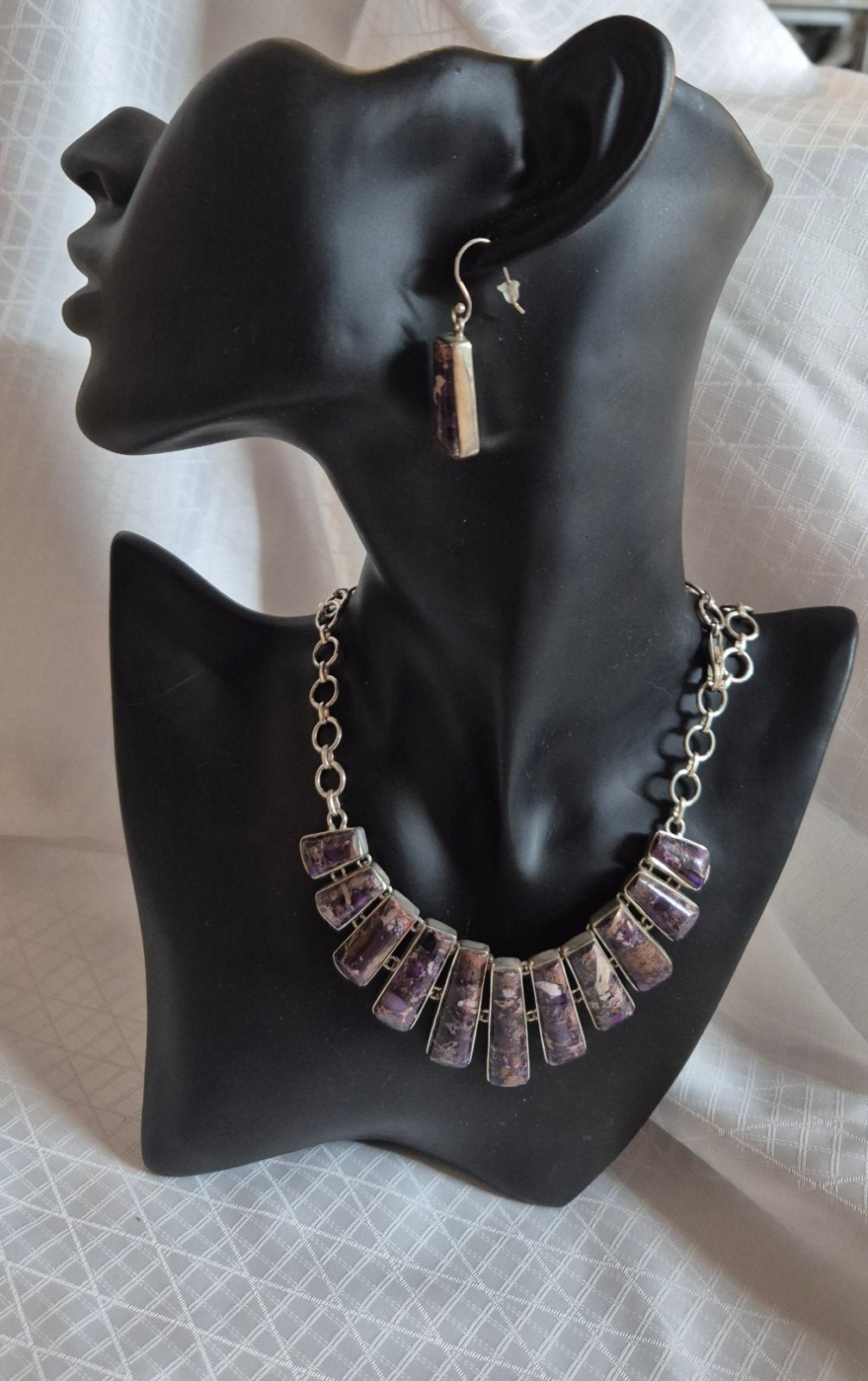 Purple Sediment Jasper Sterling Silver Jewellery Set