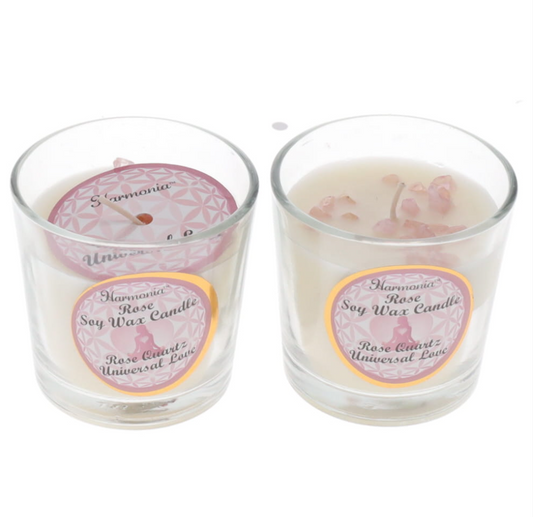 CRYSTAL SAND CANDLE - Universal Love Rose Quartz Rose Scented Votive