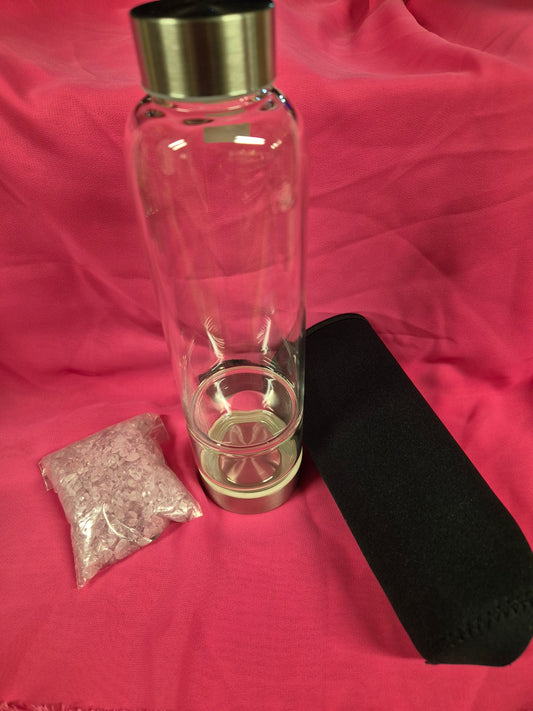 Rose Quartz Drink Bottle with Safety Sleeve