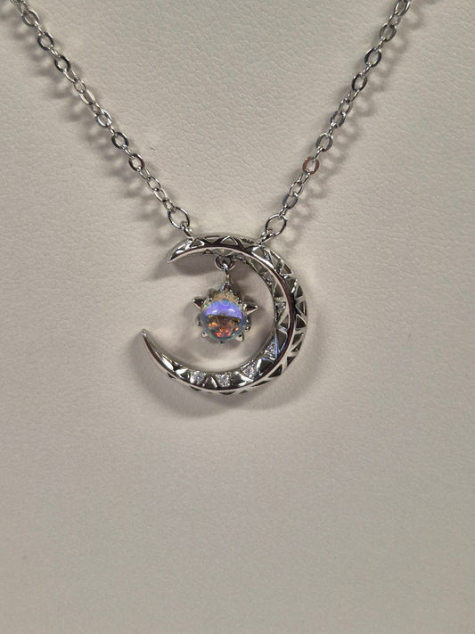Stirling Silver Star & Moon Necklace