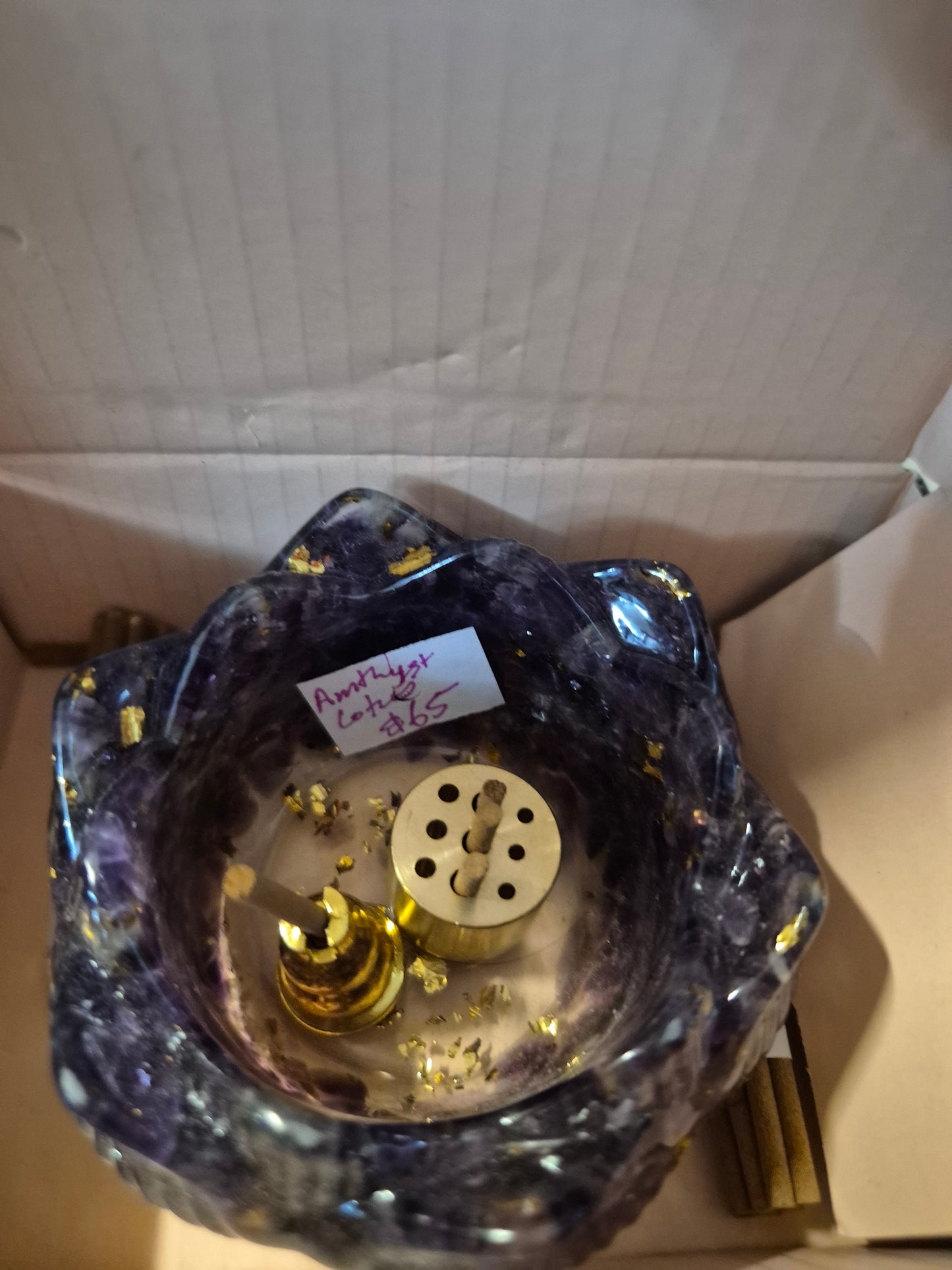 Lotus Amethyst Incense Holder Set