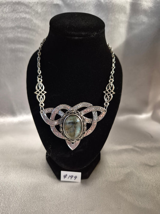 Gothic Labradorite Necklace Triquetra