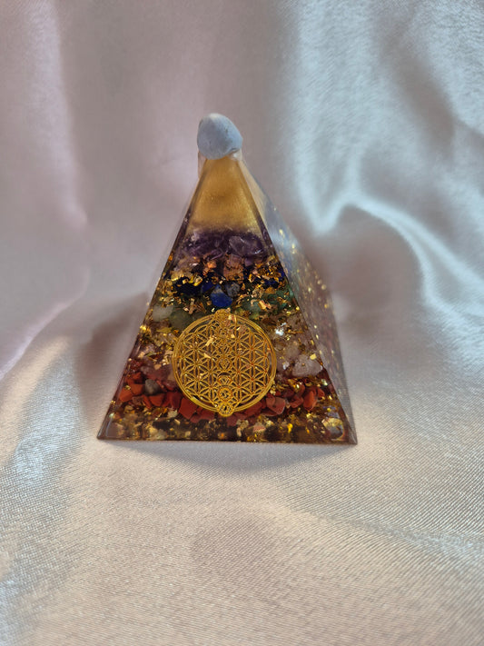 Orgonite Chakra & Flower of Life Pyramid