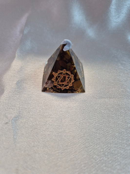 Orgonite Tigers Eye Chakra Pyramid