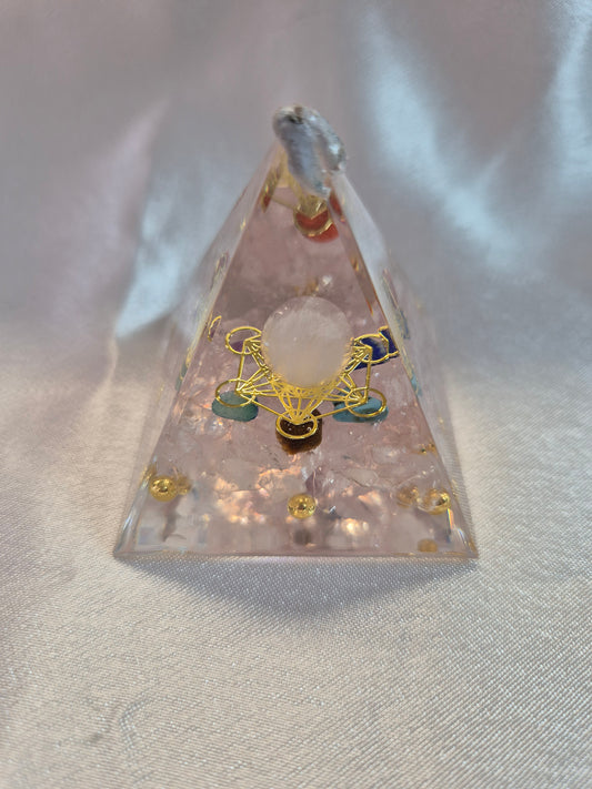 Orgonite Rose Quartz Chakra Pyramid