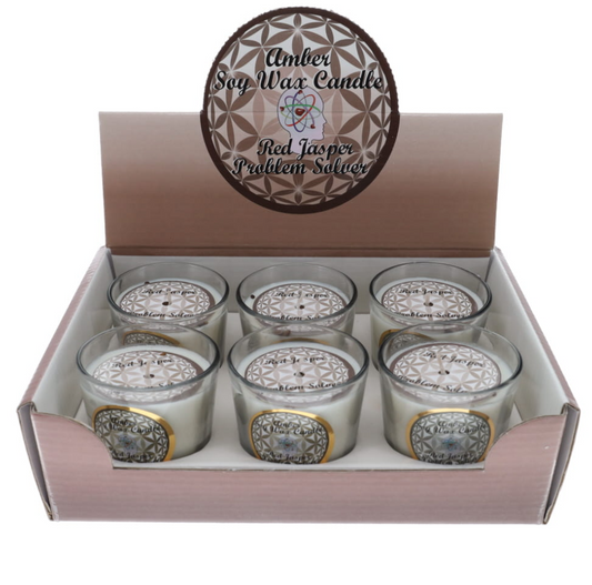 CRYSTAL SAND CANDLE - Problem Solver Tiger Eye Amber Scented Votive