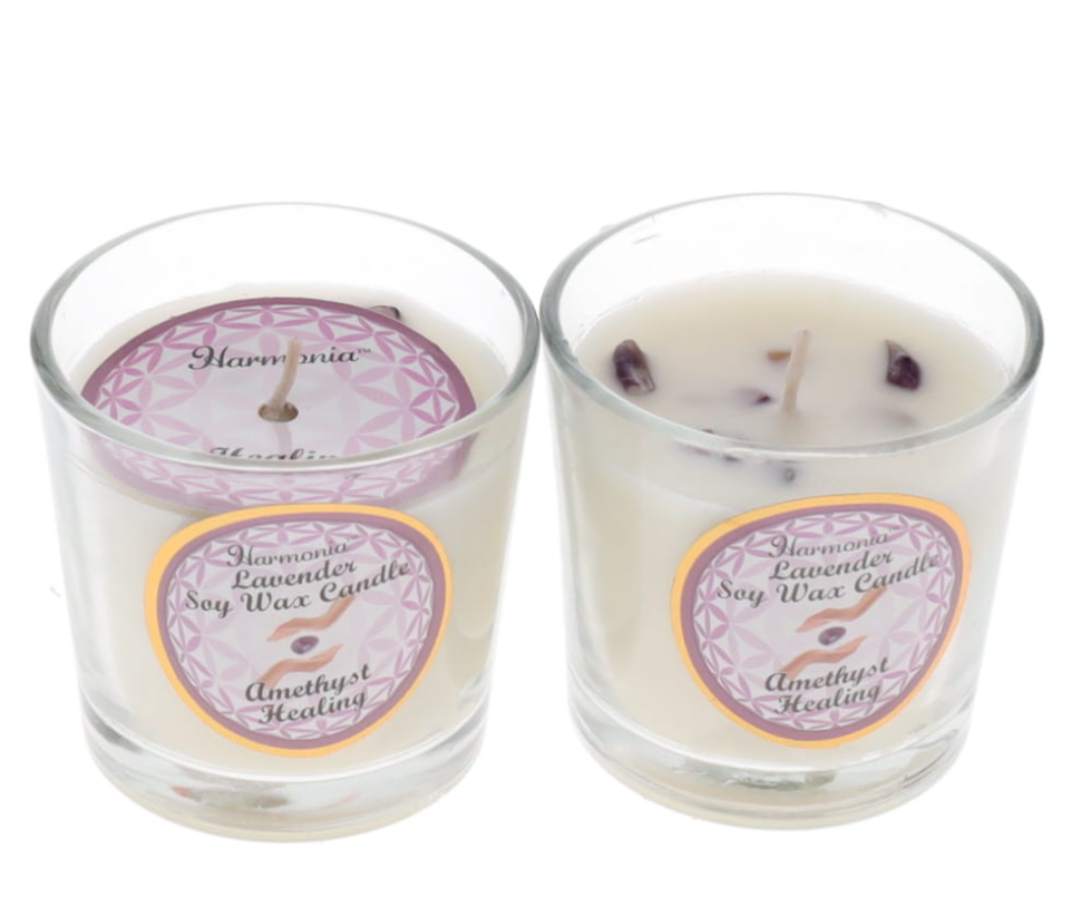 CRYSTAL SAND CANDLE - Healing Amethyst Lavender Scented Votive