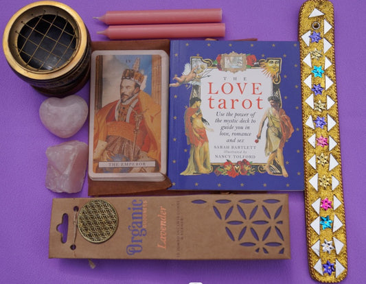 Enchanted Affection - Love Ritual Set with Tarot, Crystals, and Lavender Incense