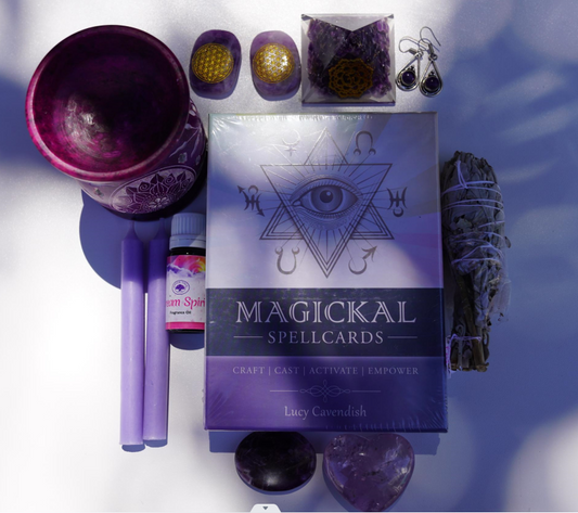 Divine Guidance Amethyst Pyramid and Spellcards Set