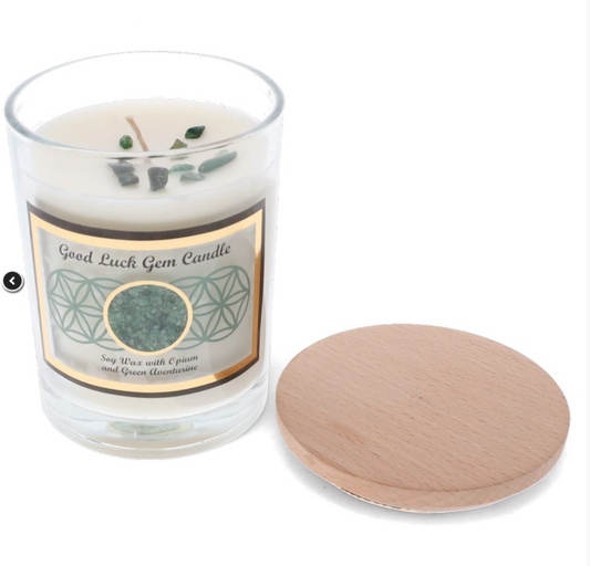 GEMSTONE CANDLE - Good Luck Green Aventurine