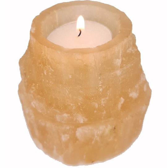 SELENITE - Mountain Candle Holder Orange 8cm