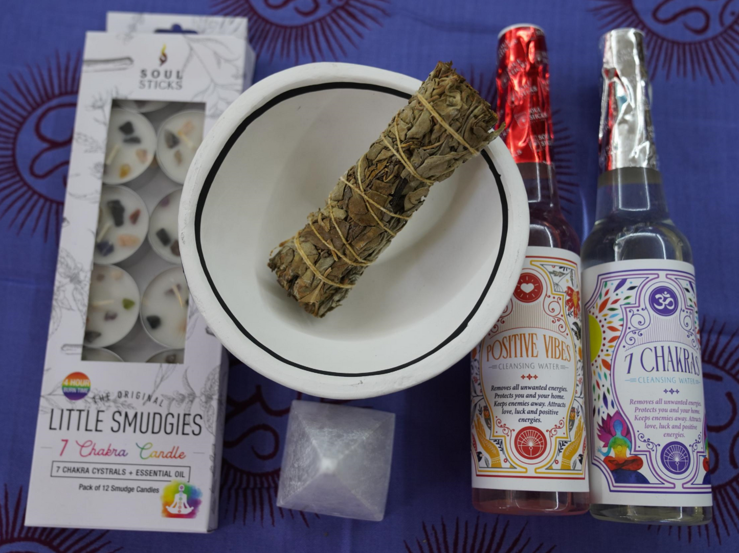 Divine Serenity Smudge Kit: Selenite Pyramid & Sage for Spiritual Cleansing