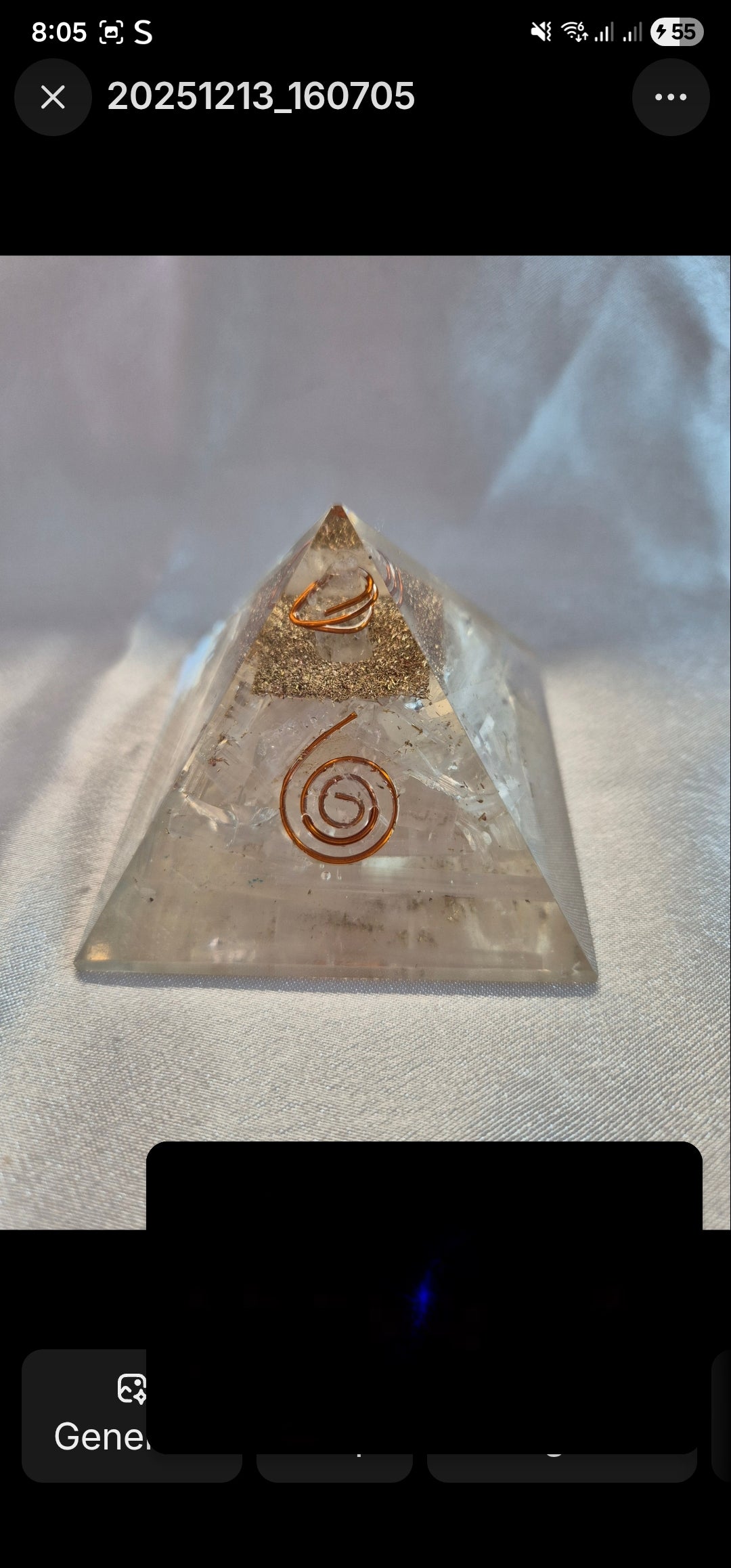 Orgonite Clear Quartz Copper Generator Pyramid