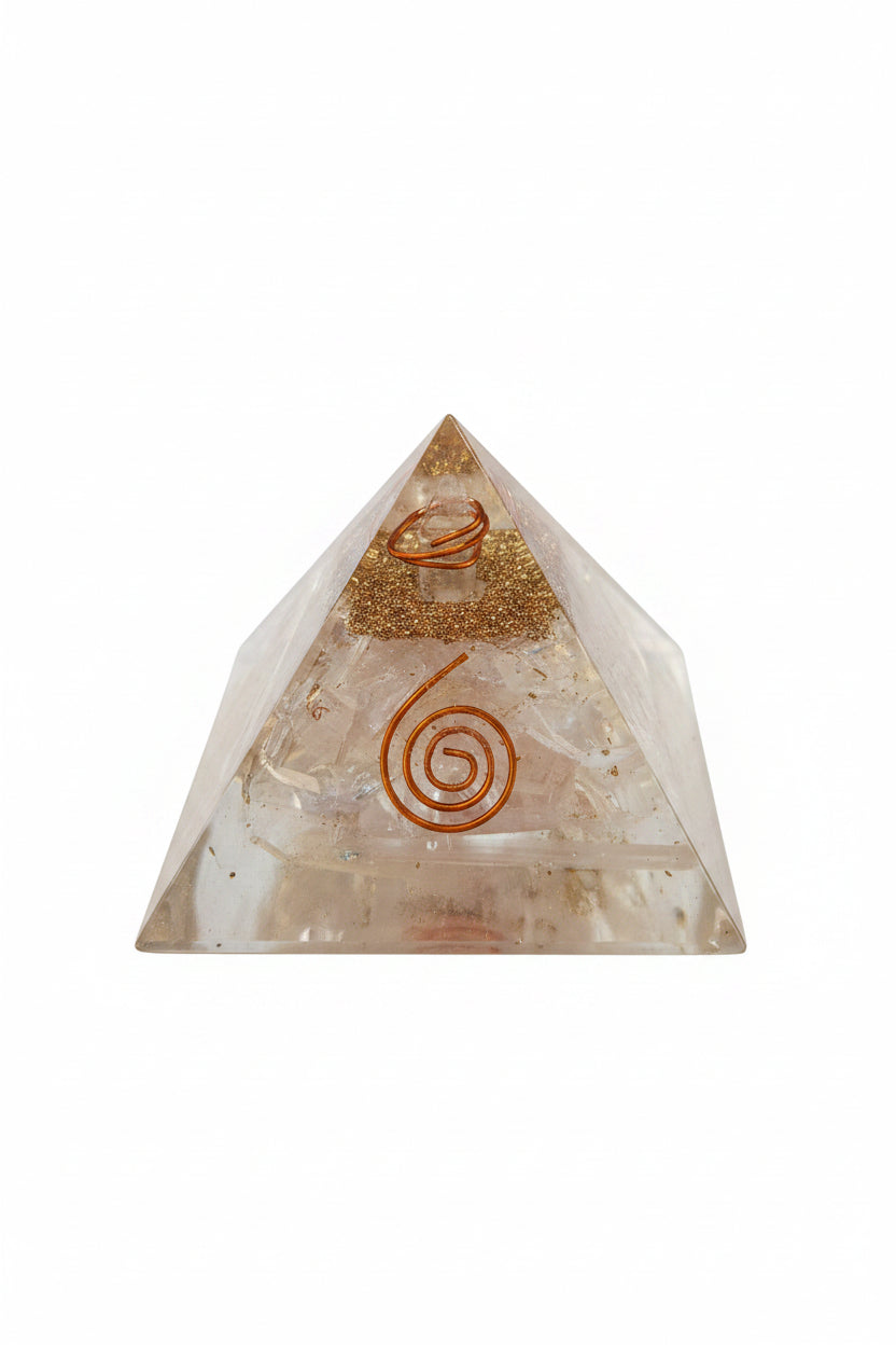Orgonite Clear Quartz Copper Generator Pyramid