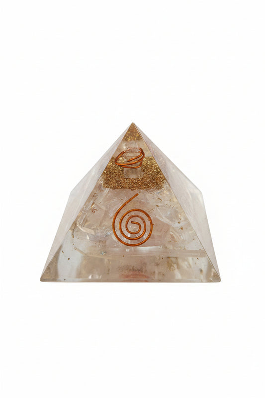 Orgonite Clear Quartz Copper Generator Pyramid