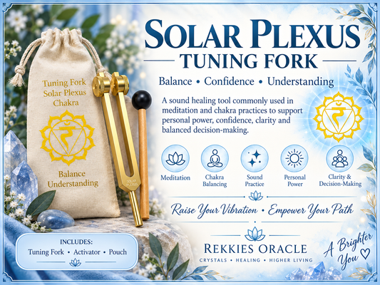 Beautifully presented Solar Plexus Chakra Tuning Fork Set designed for meditation, chakra work and sound-based spiritual practices. Traditionally associated with personal power, confidence, balance and inner strength.