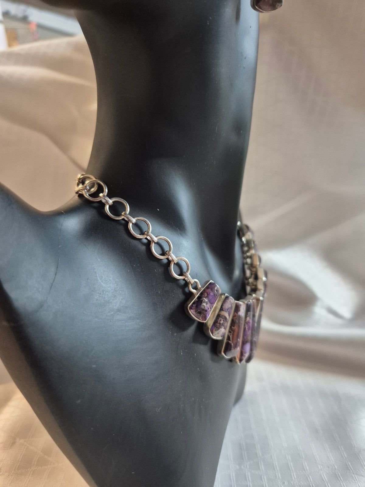 Purple Sediment Jasper Sterling Silver Jewellery Set