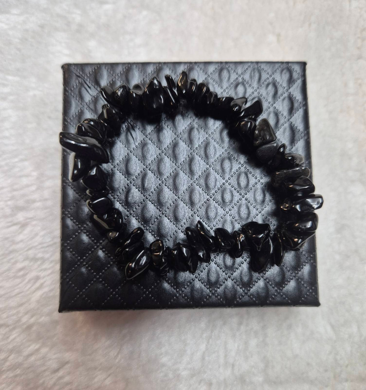 Winged Ankh Black Crystal Pendant & Chip Bracelet Gift Set
