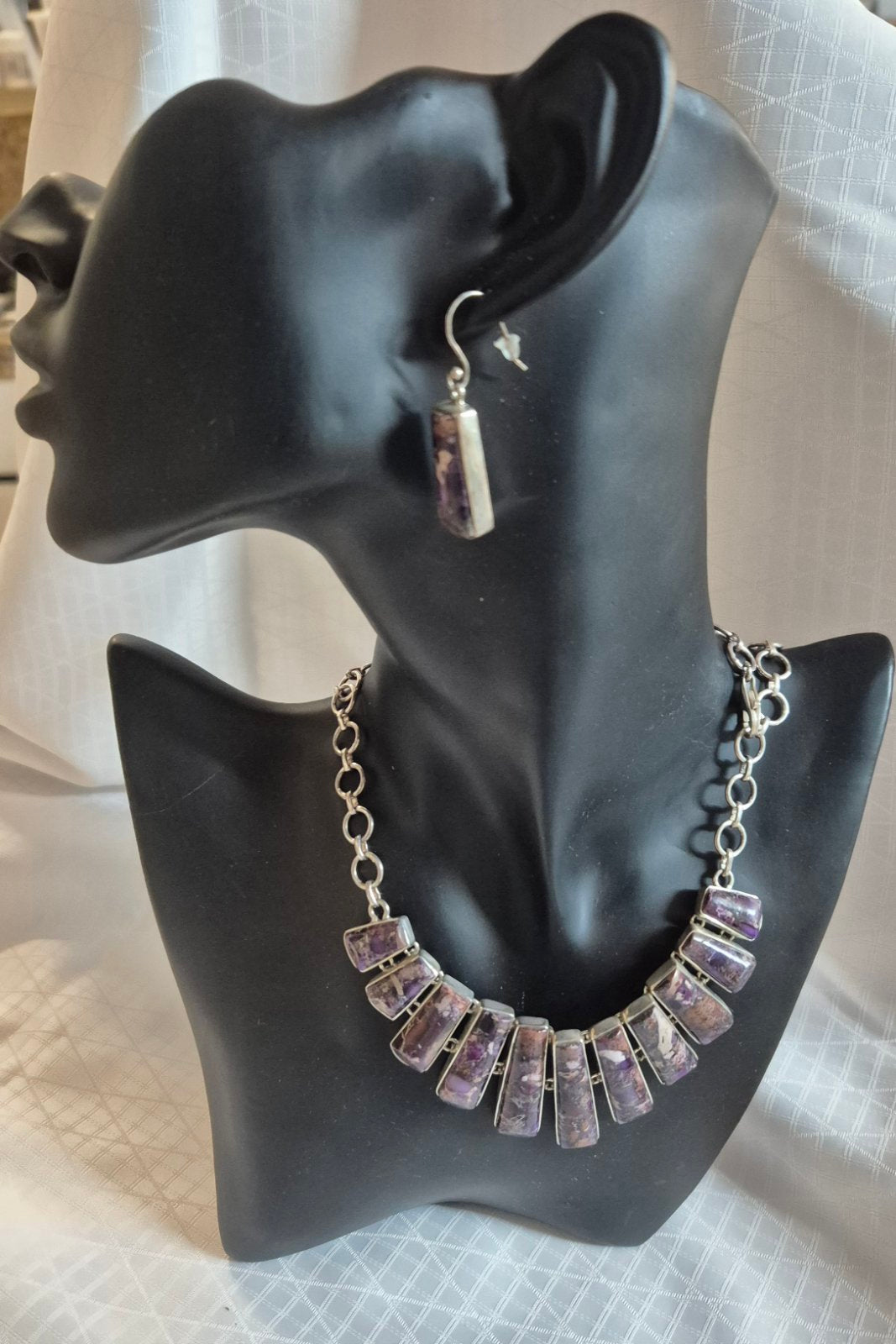 Purple Sediment Jasper Sterling Silver Jewellery Set