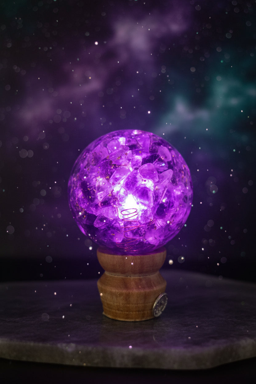 Orgonite Amethyst Sphere – Peace, Protection & Spiritual Clarity